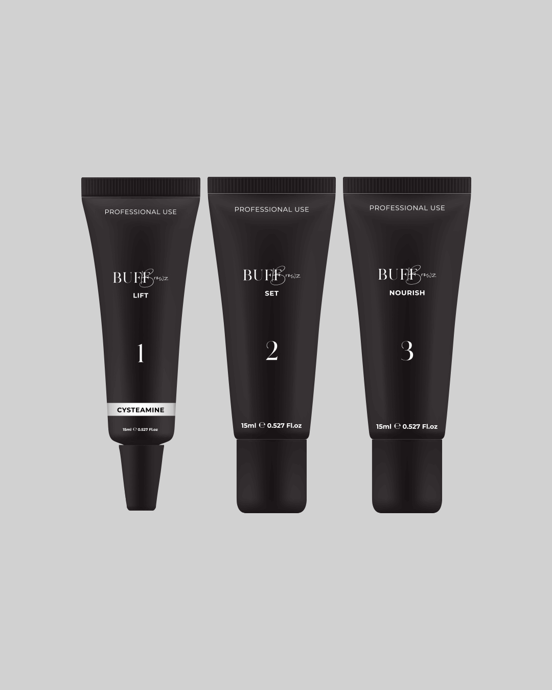 Cysteamine Brow & Lash Lamination Kit - 1,2 & 3 Steps - 3 x 15ml Tubes